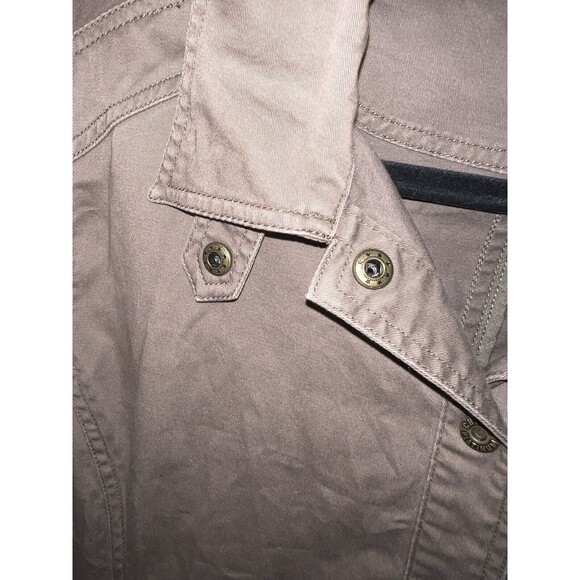 CHICOS PLATINUM Jean Jacket Womens 2 Sz L Brown Snap front Utility casual - Picture 3 of 9